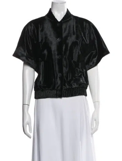 Pre-owned Chanel 2022 Calf Hair Bomber Jacket In Black
