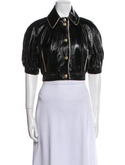 Pre-owned Chanel 2022 Calfskin Bomber Jacket In Black