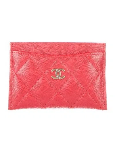 Pre-owned Chanel 2022 Card Holder Wallet In Red