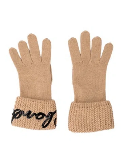 Pre-owned Chanel 2022 Cashmere Embellished Gloves In Neutrals