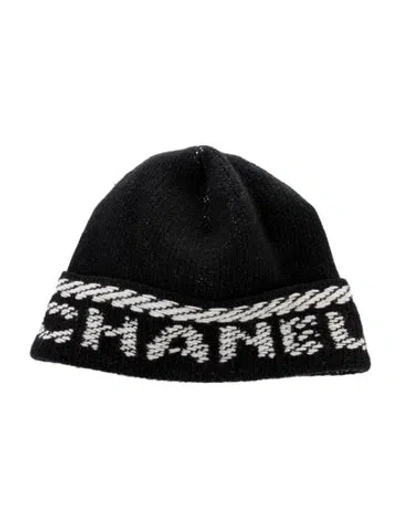 Pre-owned Chanel 2022 Cashmere Knit Beanie In Black