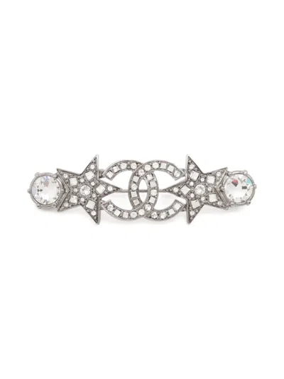 Pre-owned Chanel 2022 Cc Mark Star Brooch In Silver