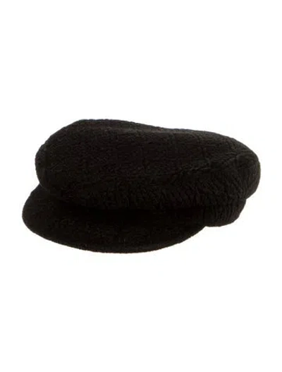 Pre-owned Chanel 2022 Cc Newsboy Hat In Black