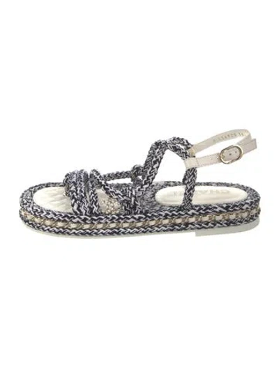 Pre-owned Chanel 2022 Chain-link Accent Espadrilles In Multi