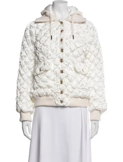Pre-owned Chanel 2022 Coco Neige Bomber Jacket W/ Tags In White