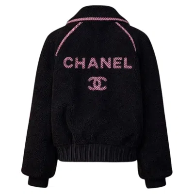 Pre-owned Chanel 2022 Coco Neige Collection Rares Shearling Bomber 50 Fr In Black
