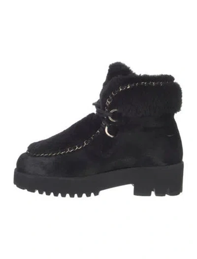 Pre-owned Chanel 2022 Coco Neige Combat Boots In Black