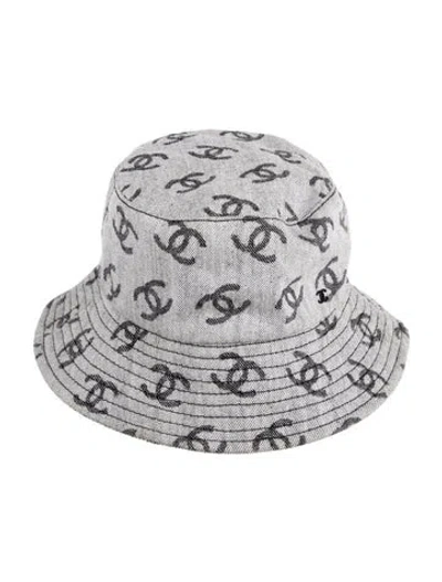 Pre-owned Chanel 2022 Denim Bucket Hat In Gray