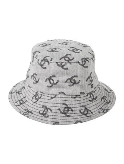 Pre-owned Chanel 2022 Denim Bucket Hat In Grey