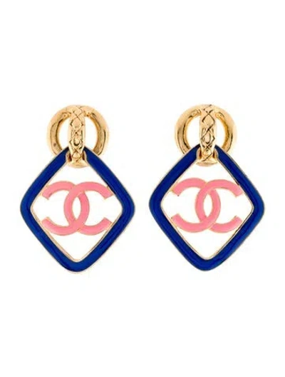 Pre-owned Chanel 2022 Enamel Cc Clip-on Earrings In Multi