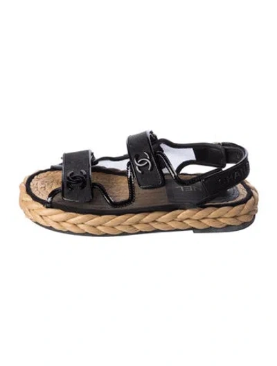 Pre-owned Chanel 2022 Gate No. 5 Espadrilles In Black