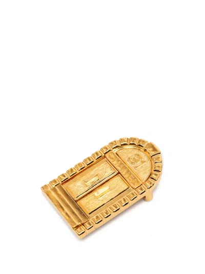 Pre-owned Chanel 2022 Gold Plated 31 Rue Cambon Door Pin Brooch Costume Brooch