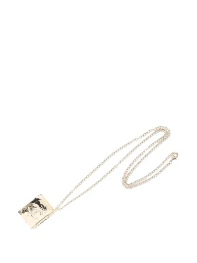 Pre-owned Chanel 2022 Gold Plated Resin Lion Book Locket Pendant Necklace Costume Necklace In Black