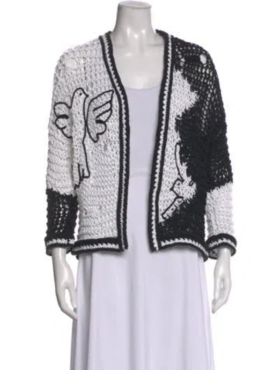 Pre-owned Chanel 2022 Graphic Print Sweater W/ Tags In White
