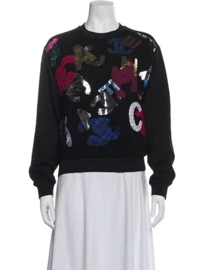 Pre-owned Chanel 2022 Graphic Print Sweatshirt In Black