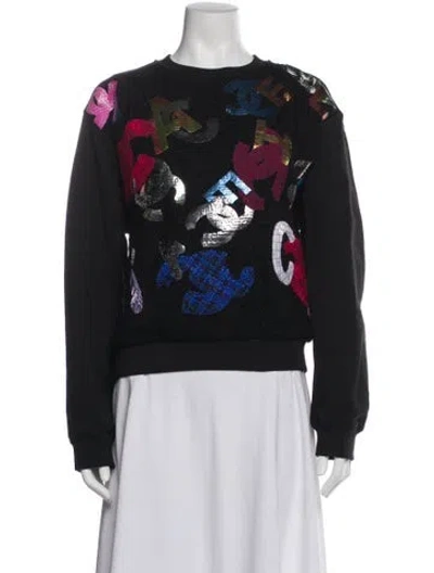 Pre-owned Chanel 2022 Graphic Print Sweatshirt In Black