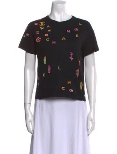 Pre-owned Chanel 2022 Graphic Print T-shirt In Black