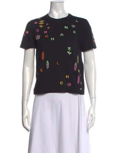 Pre-owned Chanel 2022 Graphic Print T-shirt In Black