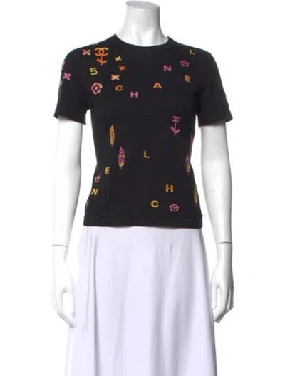 Pre-owned Chanel 2022 Graphic Print T-shirt In Black