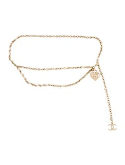Pre-owned Chanel 2022 Heart Locket Chain-link Belt In Gold