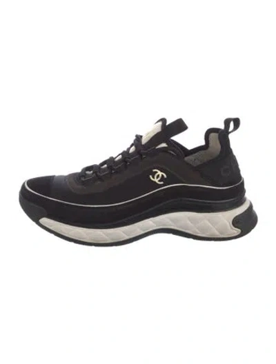 Pre-owned Chanel 2022 Interlocking Cc Logo Athletic Sneakers In Black