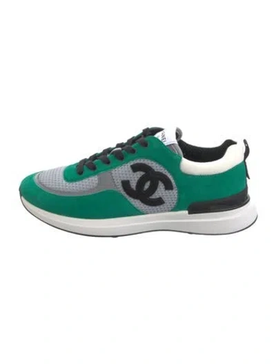 Pre-owned Chanel 2022 Interlocking Cc Logo Athletic Sneakers In Green
