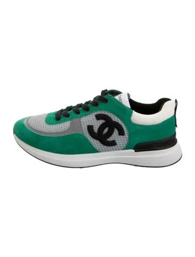 Pre-owned Chanel 2022 Interlocking Cc Logo Athletic Sneakers In Green