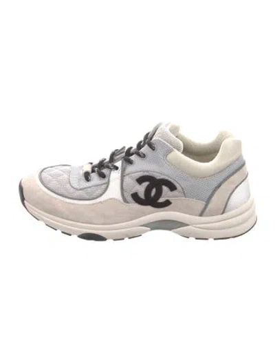 Pre-owned Chanel 2022 Interlocking Cc Logo Athletic Sneakers In Grey