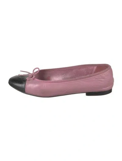 Pre-owned Chanel 2022 Interlocking Cc Logo Ballet Flats In Pink