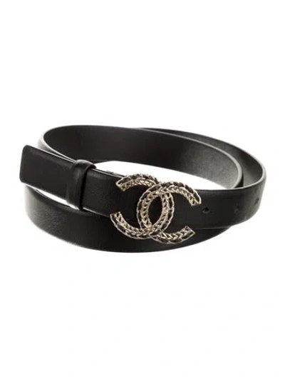 Pre-owned Chanel 2022 Interlocking Cc Logo Belt In Black