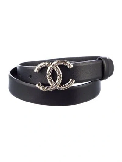 Pre-owned Chanel 2022 Interlocking Cc Logo Belt In Black
