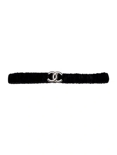 Pre-owned Chanel 2022 Interlocking Cc Logo Belt In Black
