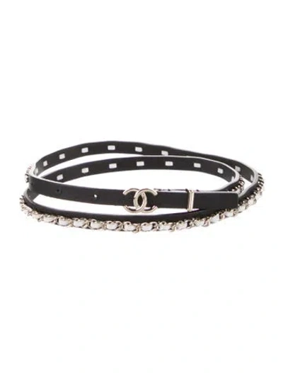 Pre-owned Chanel 2022 Interlocking Cc Logo Belt In Black
