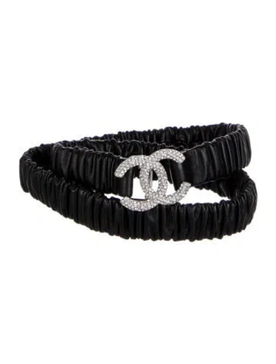Pre-owned Chanel 2022 Interlocking Cc Logo Belt In Black