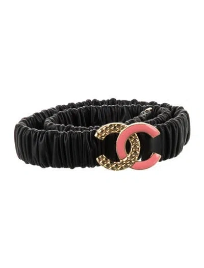 Pre-owned Chanel 2022 Interlocking Cc Logo Belt In Black
