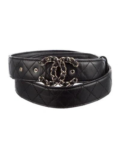 Pre-owned Chanel 2022 Interlocking Cc Logo Belt Kit In Black
