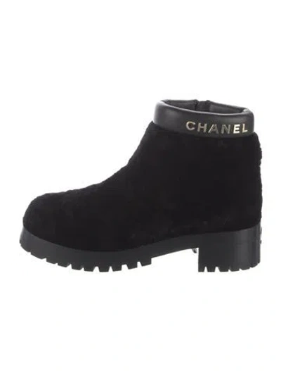 Pre-owned Chanel 2022 Interlocking Cc Logo Boots In Black