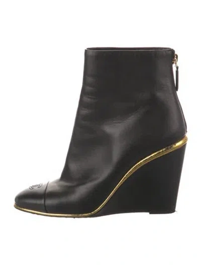 Pre-owned Chanel 2022 Interlocking Cc Logo Boots In Black