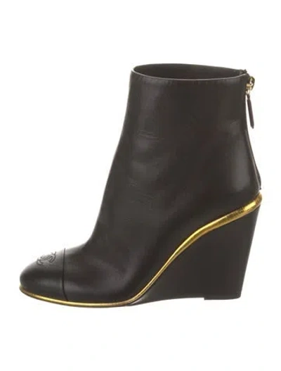 Pre-owned Chanel 2022 Interlocking Cc Logo Boots In Black