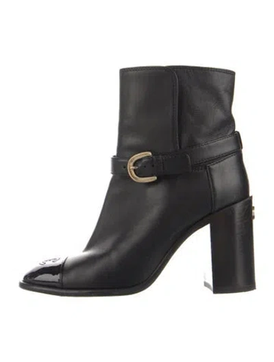 Pre-owned Chanel 2022 Interlocking Cc Logo Boots In Black