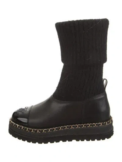 Pre-owned Chanel 2022 Interlocking Cc Logo Boots In Black