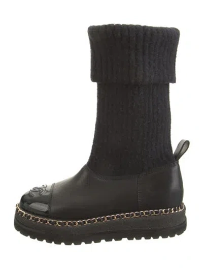 Pre-owned Chanel 2022 Interlocking Cc Logo Boots In Black
