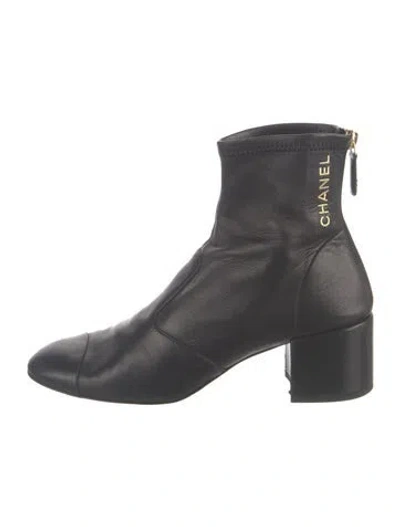Pre-owned Chanel 2022 Interlocking Cc Logo Boots In Black