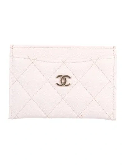 Pre-owned Chanel 2022 Interlocking Cc Logo Card Holder In Pink