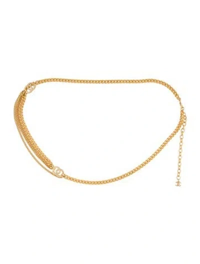 Pre-owned Chanel 2022 Interlocking Cc Logo Chain-link Belt W/ Tags In Gold