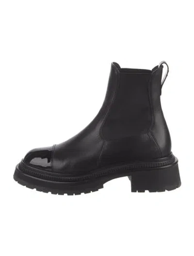Pre-owned Chanel 2022 Interlocking Cc Logo Chelsea Boots In Black