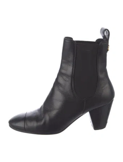 Pre-owned Chanel 2022 Interlocking Cc Logo Chelsea Boots In Black