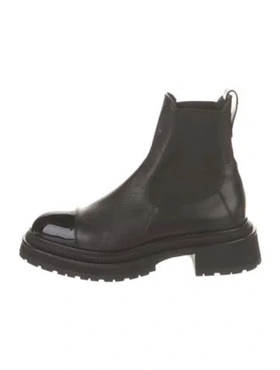 Pre-owned Chanel 2022 Interlocking Cc Logo Chelsea Boots In Black