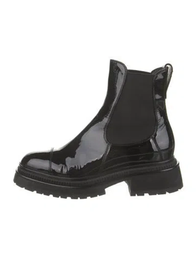 Pre-owned Chanel 2022 Interlocking Cc Logo Chelsea Boots In Black