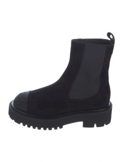 Pre-owned Chanel 2022 Interlocking Cc Logo Chelsea Boots In Black